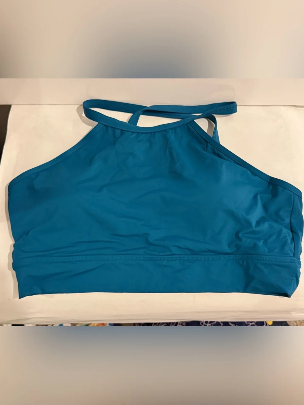 DACI Teal High Neck Cross Back Bikini Top NWT, Size XL